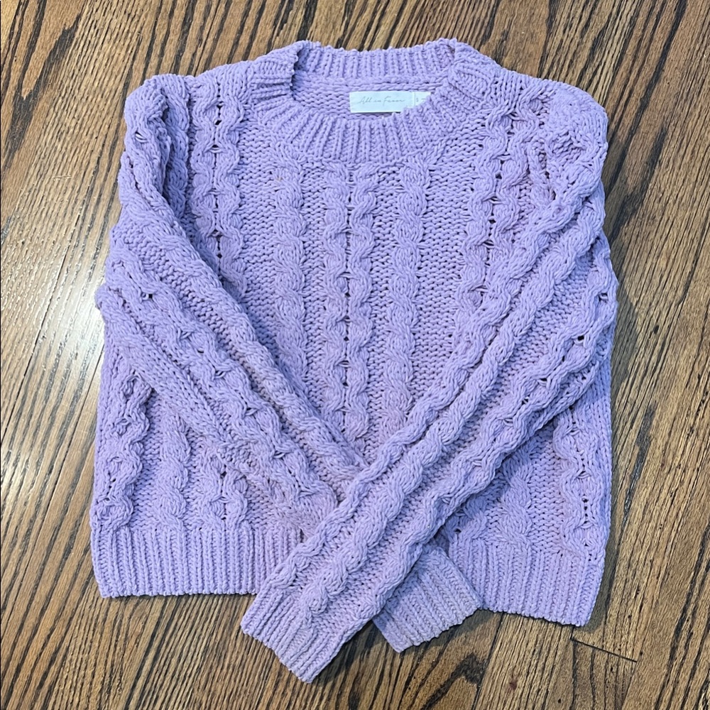 All in Favor Lavender Cable Crop Knit Sweater